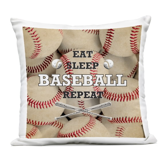 Stupell Industries Eat Sleep Baseball Repeat Outdoor Printed Pillow design by Kim Allen, 18 x 7 x 18