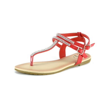 Alpine Swiss Womens Rhinestone T-Strap Sandals Ankle Strap Flat Summer (Best Pregnancy Shoes For Summer)