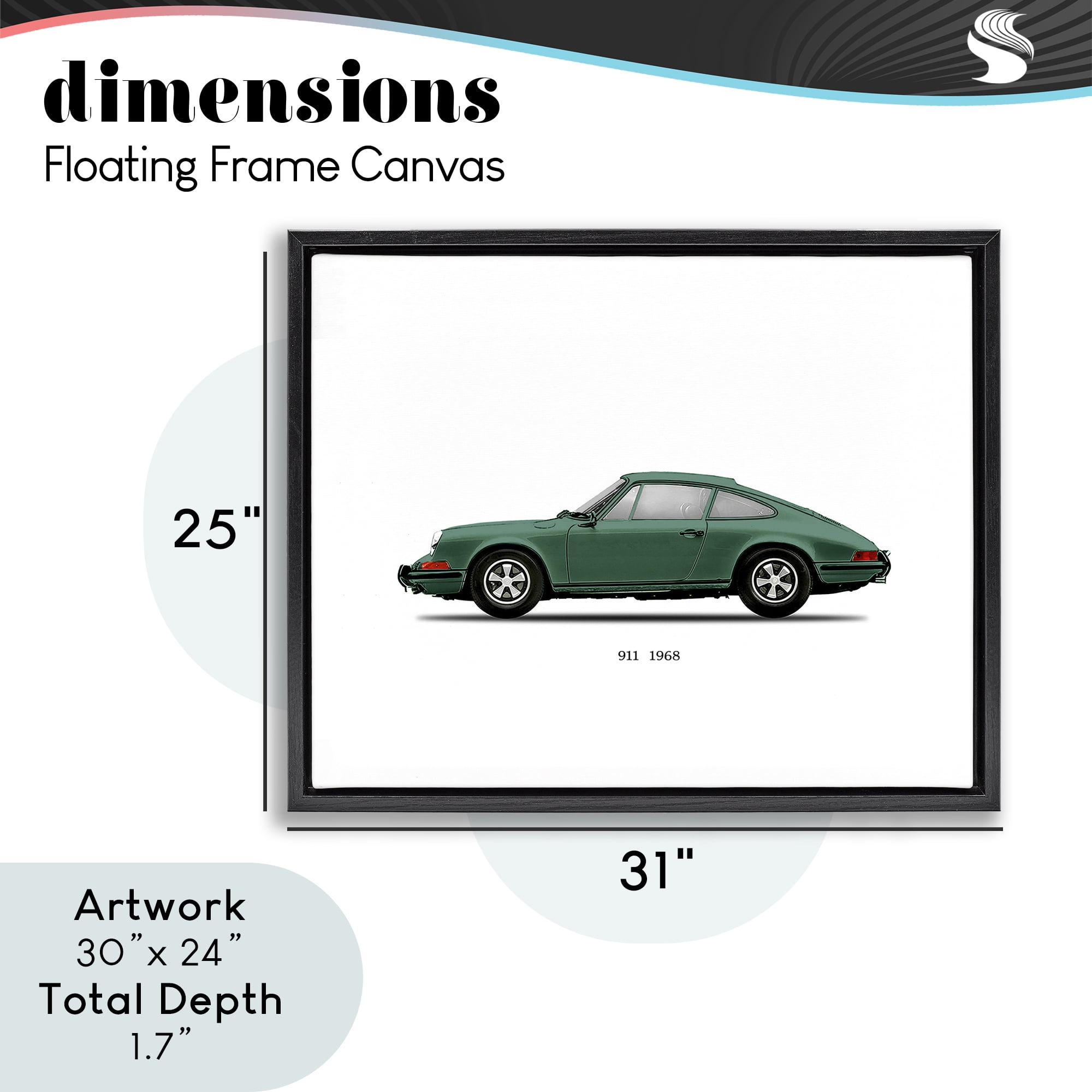 Stupell Industries Green Vintage Car Model Black Framed Floater Canvas Wall Art, design by Mark Rogan