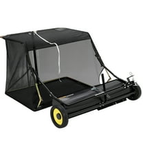 50 Inch Lawn Sweeper Tow Behind, Pull Behind Leaf Sweeper for Lawn Leaf Collector with Adjustable Height and Easy Dumping