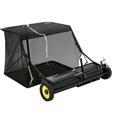 50 Inch Lawn Sweeper Tow Behind, Pull Behind Leaf Sweeper for Lawn Leaf Collector with Adjustable Height and Easy Dumping