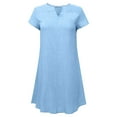 thumbnail image 3 of CHGBMOK Women's Casual Summer Cotton Linen Dresses Short Sleeve V-neck Loose Midi Tshirt Dress Plus Size, 3 of 5