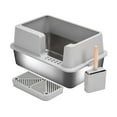 thumbnail image 4 of TISHITA Cat Litter Tray Stainless Steel Litter Box for Cat Family Large Cat Pet Gift Side Entry, 4 of 8
