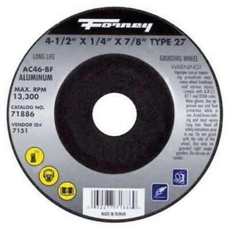 

2PK Forney Industries 71886 Grinding Wheel 4-1/2 x1/4 x 7/8 Metal Metal