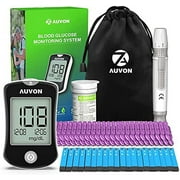 AUVON Blood Glucose Monitor Kit, High Accuracy Blood Sugar Test Kit with 50 Glucometer Strips, 50 30G Lancets, 1 Lancing Devices, I-QARE DS-W Diabetes Testing Kit, No Coding Required, Travel Size