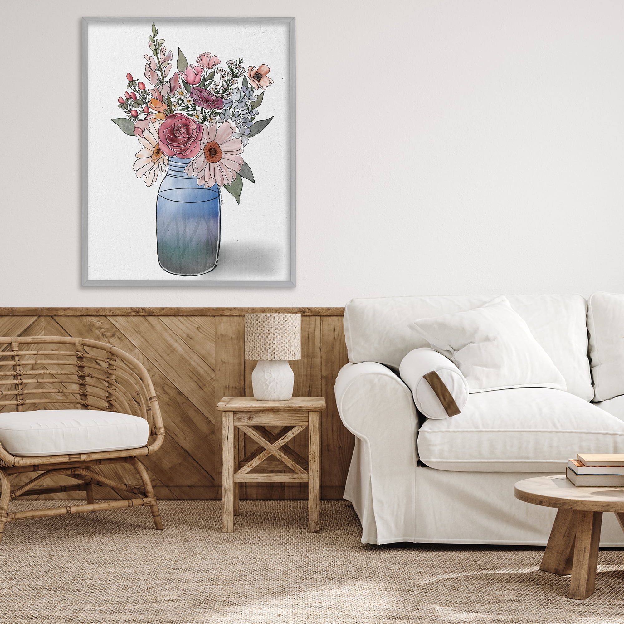 Stupell Industries Farmer's Market Vase Gray Framed Giclee Art, design by Alisha Kiara Design