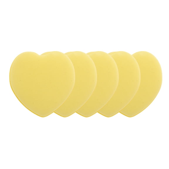 Unique Bargains 5 Pcs Heart-Shaped Face Makeup Sponge for Travel Light Yellow Hydrophilic Polyurethane