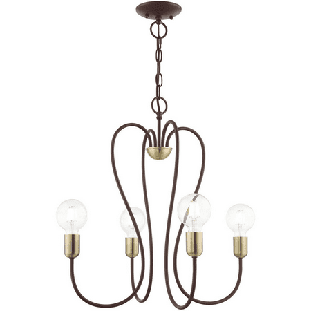 

Bronze with Antique Brass Accents Tone Finish Chandeliers Steel Medium 22 Long 4 Light Fixture