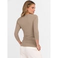 thumbnail image 4 of ANRABESS V Neck Shirts for Women 3/4 Sleeve Ribbed Knit Fitted Tee, Soft Stretch Basic Casual Work Top Small, 4 of 9