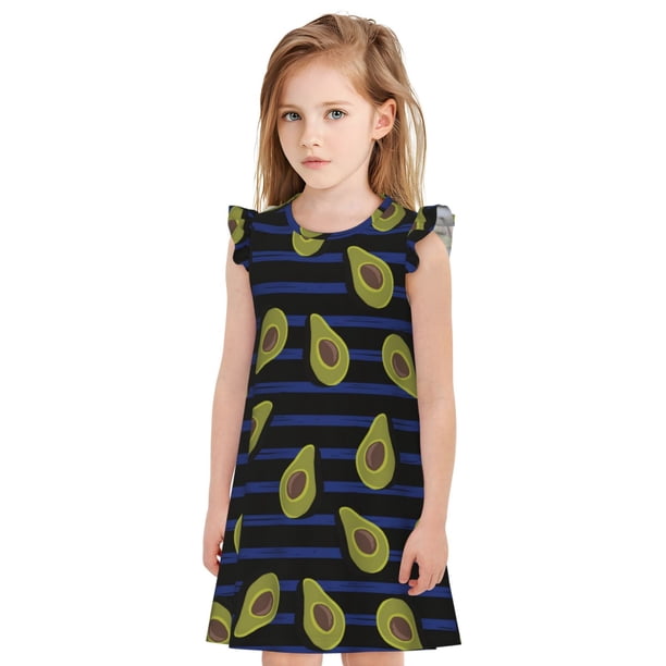 Balery Avocado Camisón de princesa para niñas, pijama de algodón con mangas abullonadas, suave y bonito.-Medium