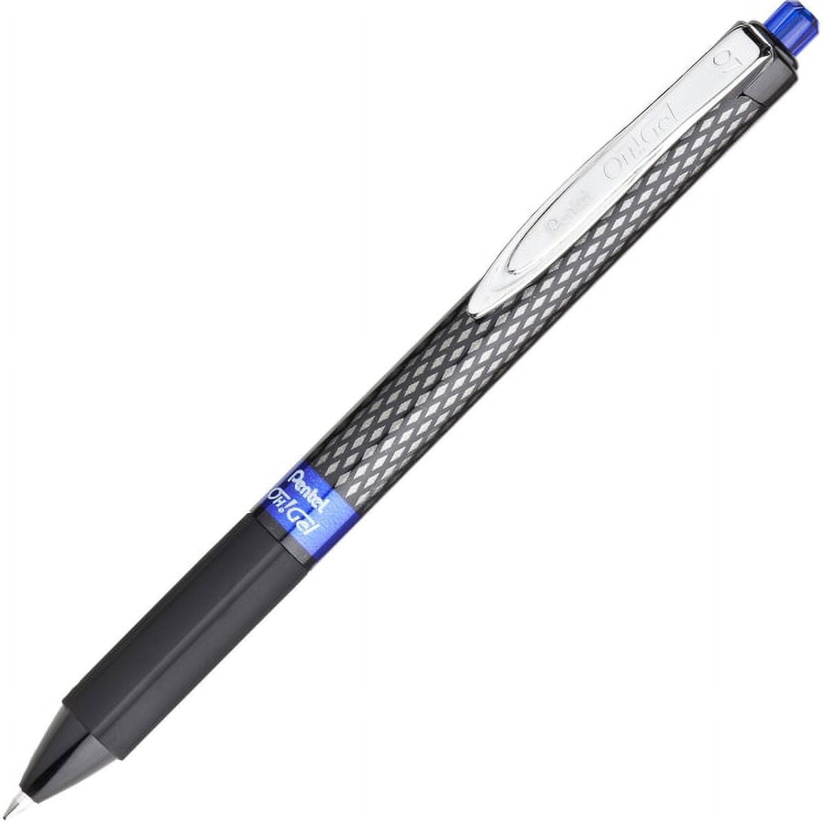 Pentel® OH! Gel Pens, Medium Point, 0.7 mm, Carbon Fiber Barrel, Blue Ink, Pack Of 12 Pens