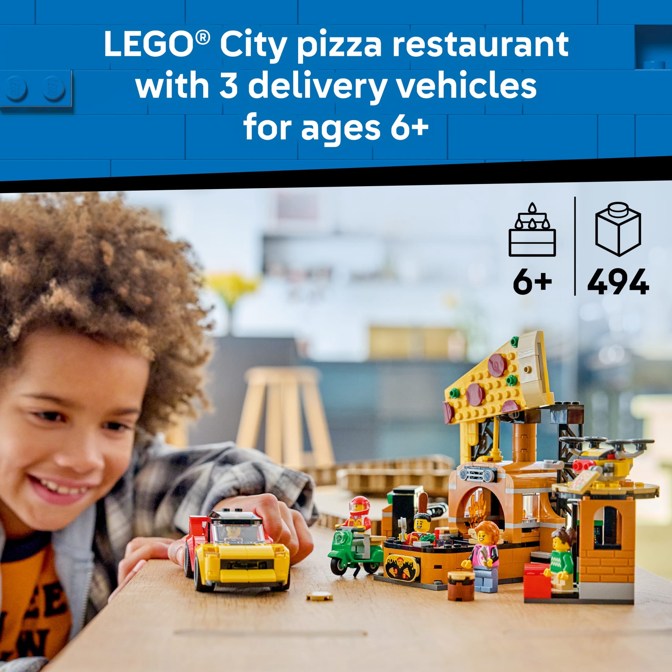 LEGO City Pizza Delivery Experience with Vehicles - Building Toy for Boys & Girls, Ages 6+ - Toy Car & Truck for Kids - Gift for Birthdays - 60496