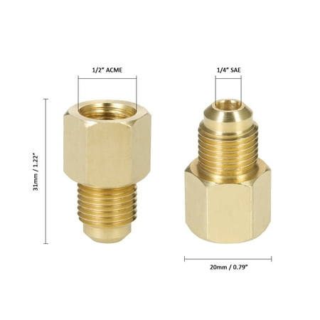 Adapter Fitting Flare - R134A Refrigerant Tank/Vacuum Pump Adapter to R12 Fitting Adapter 1/2