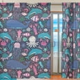 thumbnail image 2 of Floral Underwater Animals Semi Sheer Curtains Window Voile Drapes Panels Treatment-55x84in for Living Room Bedroom Kids Room, 2 Pieces, 2 of 4