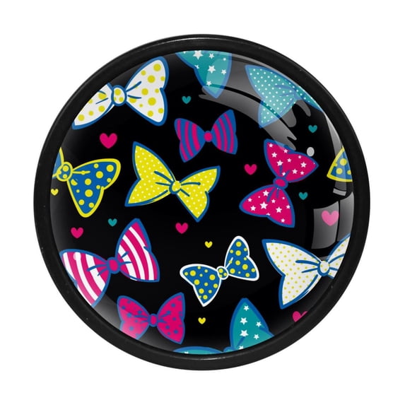 4 Pcs Colorful Bow Pattern Knobs for Kitchen Cabinet Cupboard Dresser Bookcase Drawer Pulls Handles Round Home Decor