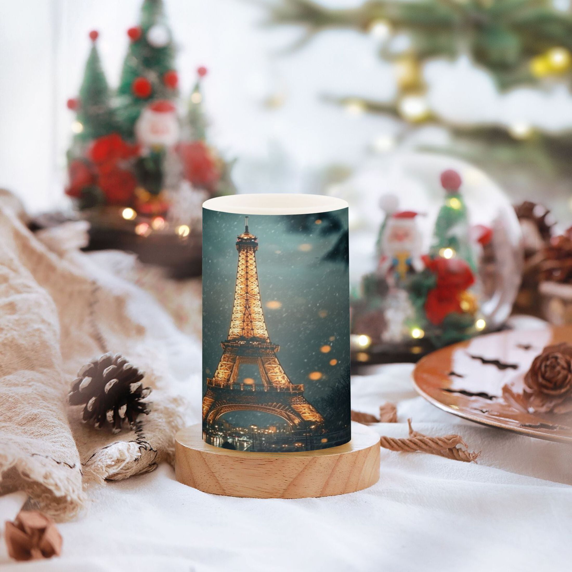 WOBOGO Size Combo Candle Flickering Flameless with Remote Control and Timer for Romantic Atmosphere The Tower Of Paris