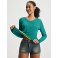 thumbnail image 7 of baleaf Women's Long Sleeve Sun Shirts UPF50+ UV Protection Rash Guard Lightweight Quick Dry V Neck Workout Hiking Tops Green XS, 7 of 7