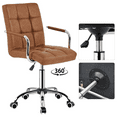 thumbnail image 6 of Yaheetech Height Adjustable PU Leather 360° Swivel Office Chair, Retro Brown, 6 of 8