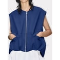 thumbnail image 2 of Women's Full Zip Vest Sleeveless Solid Color Blouse Oversized Jacket Tops Loose Fit Tank Tops Summer Clothes for Casual, 2 of 7