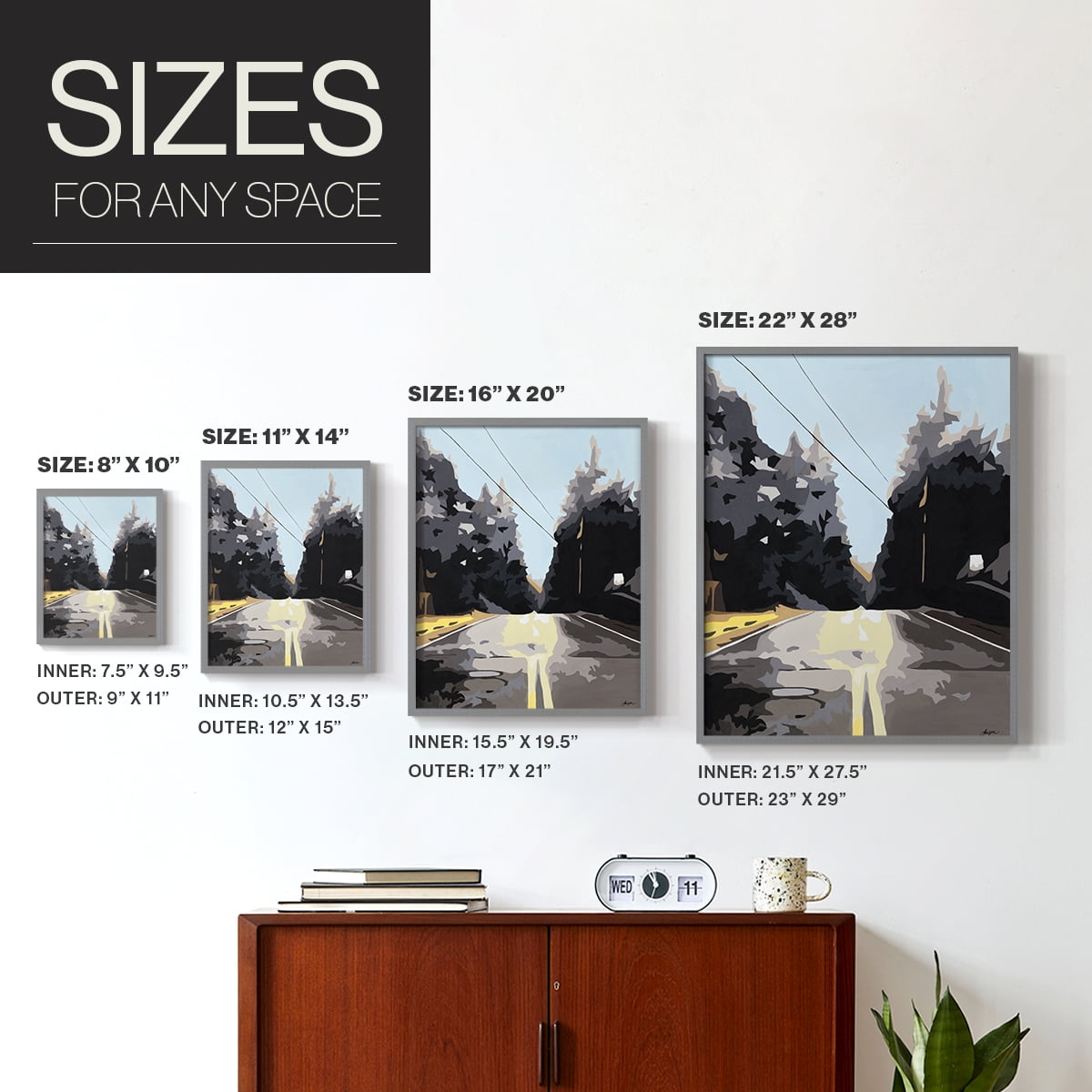 THE ROAD LESS TRAVELED Framed Print in Gray Solid Wood Framed Print No Nail Hanging