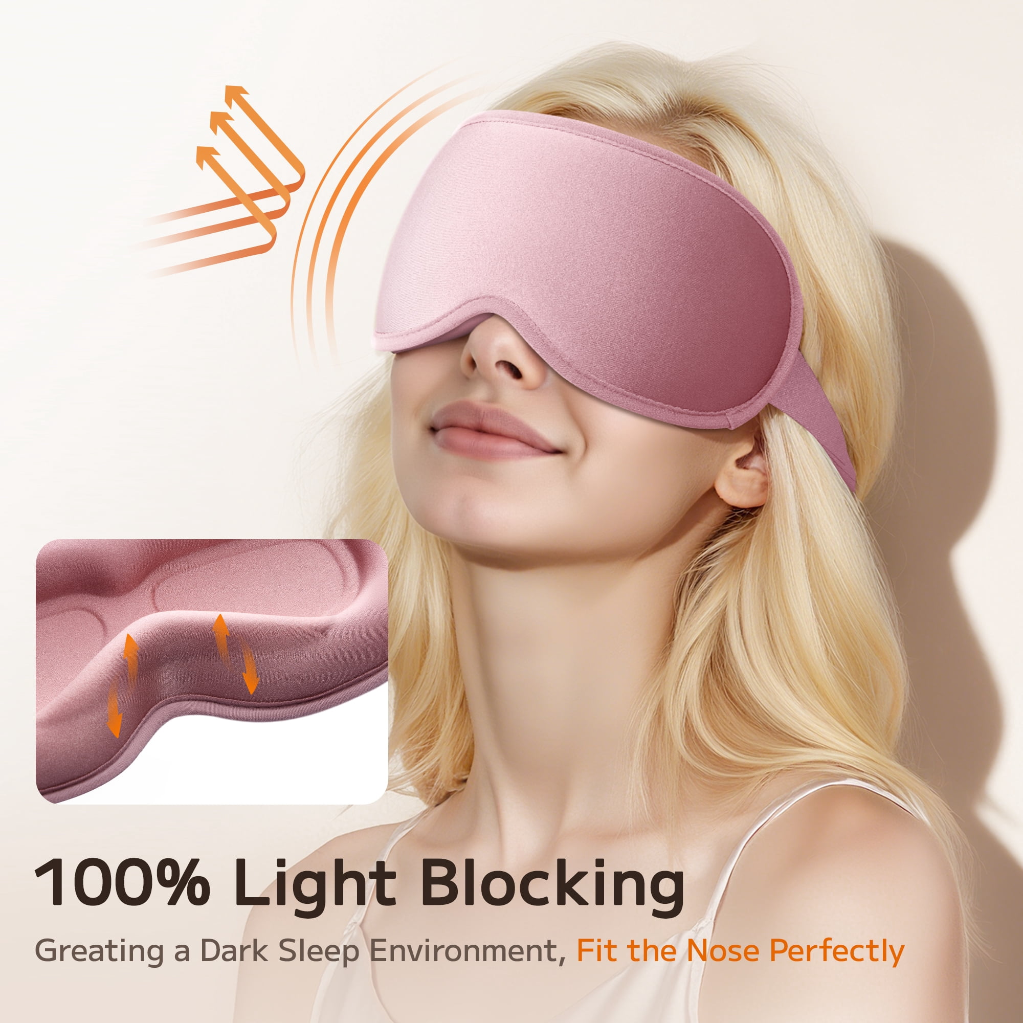 FACEMOON Memory Foam Weighted Soft Light Blocking Zero Eye Pressure Sleep Eye Mask for Sleep Support with Storage Bag, Blackout, 2 Pack