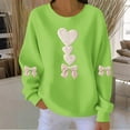 thumbnail image 2 of Valentine's Sweatshirt for Women Ribbed Long Sleeve Bow Heart Print Crewneck Pullover Top Green 2XL, 2 of 4