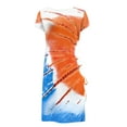 thumbnail image 4 of Floenr Sundresses for Women,Women's Sexy Summer Short Sleeve Round Neck Printed Drawstring Slitting Dress, 4 of 4