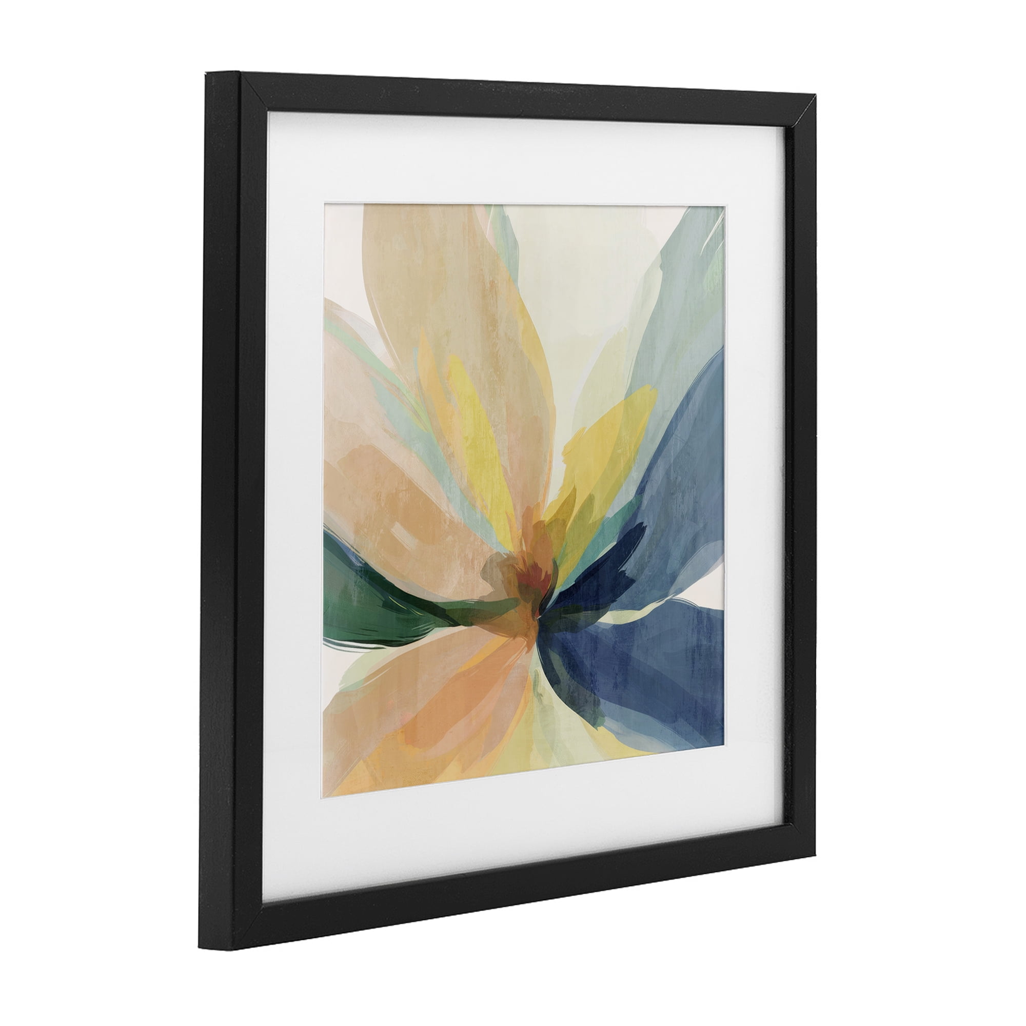 Flared Abstract Neutral Petals Black Framed Print Under Glass, design by Irena Orlov