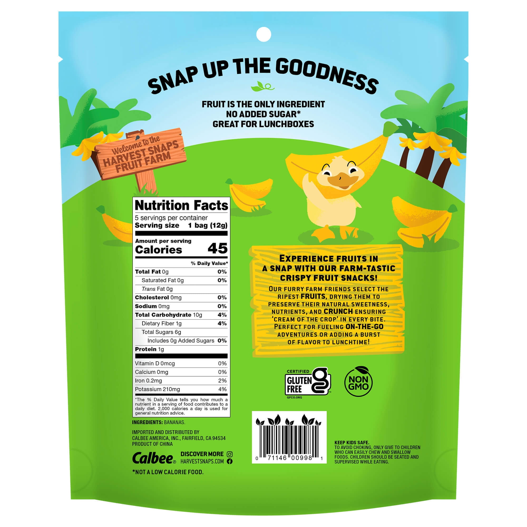 Harvest Snaps Kids | Crispy Bananas | 6 Pouches of 5 Snack Bags