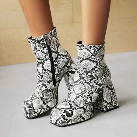 

Women s Boots Snake Pattern Foreign Trade Thick High-heel Waterproof Platform Boots