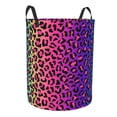thumbnail image 2 of Kll Leopard Neon Rainbow Gradient Waterproof Foldable Laundry Hamper Bucket With Handles For Storage Bin,Kids Room,Home Organizer (Small), 2 of 8