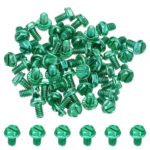 Uxcell 8-32 x 1/4 Inch Thread Ground Screws, 50 Pack Slotted Hex Head Flanged