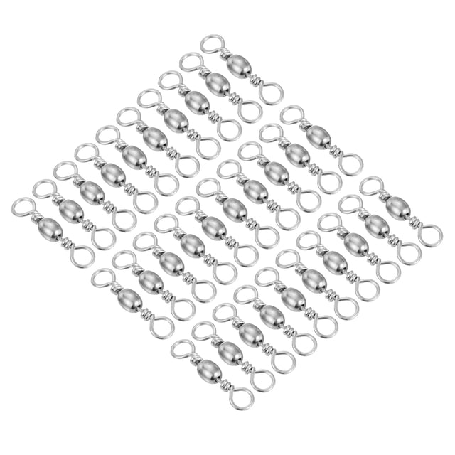 Giratorio de Carrete de Pesca, 30 Pcs 110lb Terminal de Acero al Carbono, Plateado