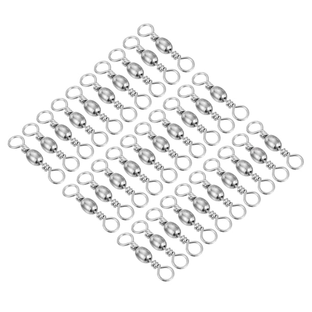 Giratorio de Carrete de Pesca, 30 Pcs 110lb Terminal de Acero al Carbono, Plateado