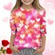 thumbnail image 1 of Blusas y camisas de cuello redondo y manga larga para niños, blusas/camisas de poliéster con estampado de corazones, mangas 3/4 y cuello redondo, elegantes e informales., 1 of 5