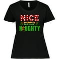 thumbnail image 3 of Inktastic Nice Until Proven Naughty with Holly and Gingerbread Man Women's Plus Size T-Shirt, 3 of 5
