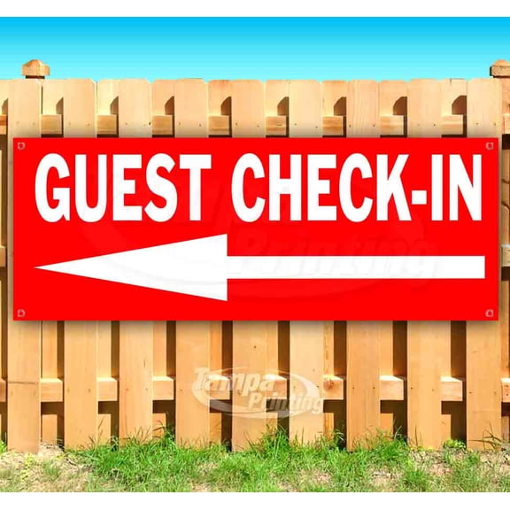Guest Check-In 13 oz Vinyl Banner With Metal Grommets