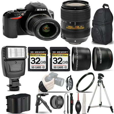Nikon D3500 DSLR Camera with 18-55mm Lens  18-300mm Lens  Flash  64GB-  Kit (International Version)