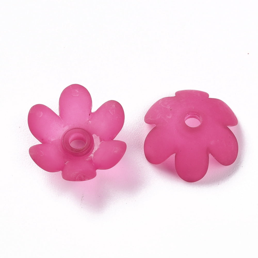 Frosted Acrylic Bead Caps 6-Petal Flower Camellia 14x6mm Hole: 2mm about 1660pcs/500g DIY