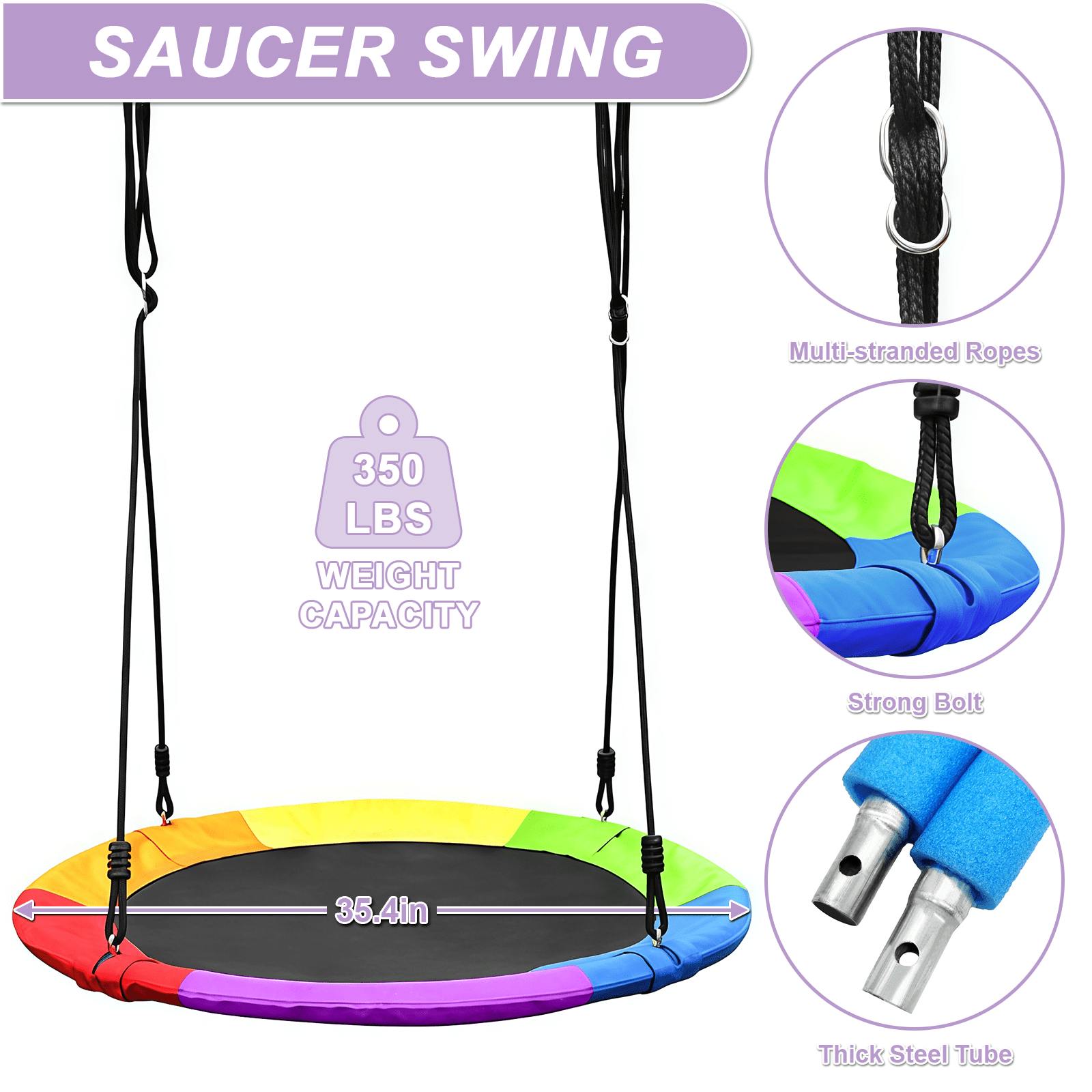 Saucer Swing with Stand, 330lb, Indoor/Outdoor Kids Swing Set