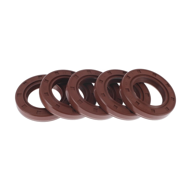 Sello de aceite universal Unique Bargains TC de doble labio con resorte de acero, anillo de sello para eje rotativo 27x43x7mm, caucho FKM de alta presión, marrón, 5 piezas