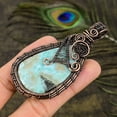 thumbnail image 3 of Natural Caribbean Larimar Gemstone Copper Wire Wrap Gift Pendant 3.35, 3 of 4