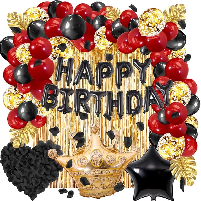 Set de artículos de fiesta Toylin para decoración de cumpleaños en rojo y negro
