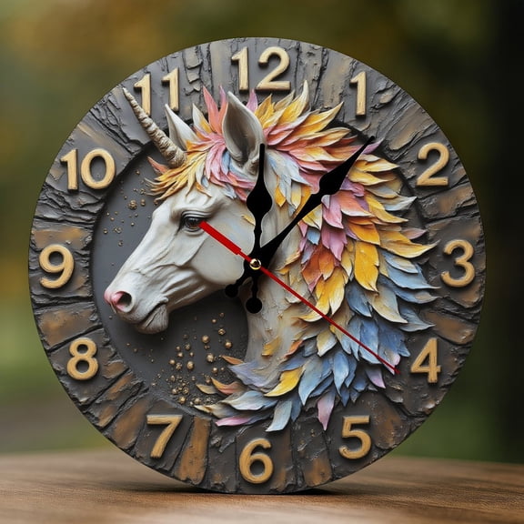 Wall Clock Decorative - Colorful Horse Print 2D Vintage Wall Clocks Battery Operated Silent Non-Ticking for Bedroom, Living Room, Kitchen, Office, Classroom, 10 Inch