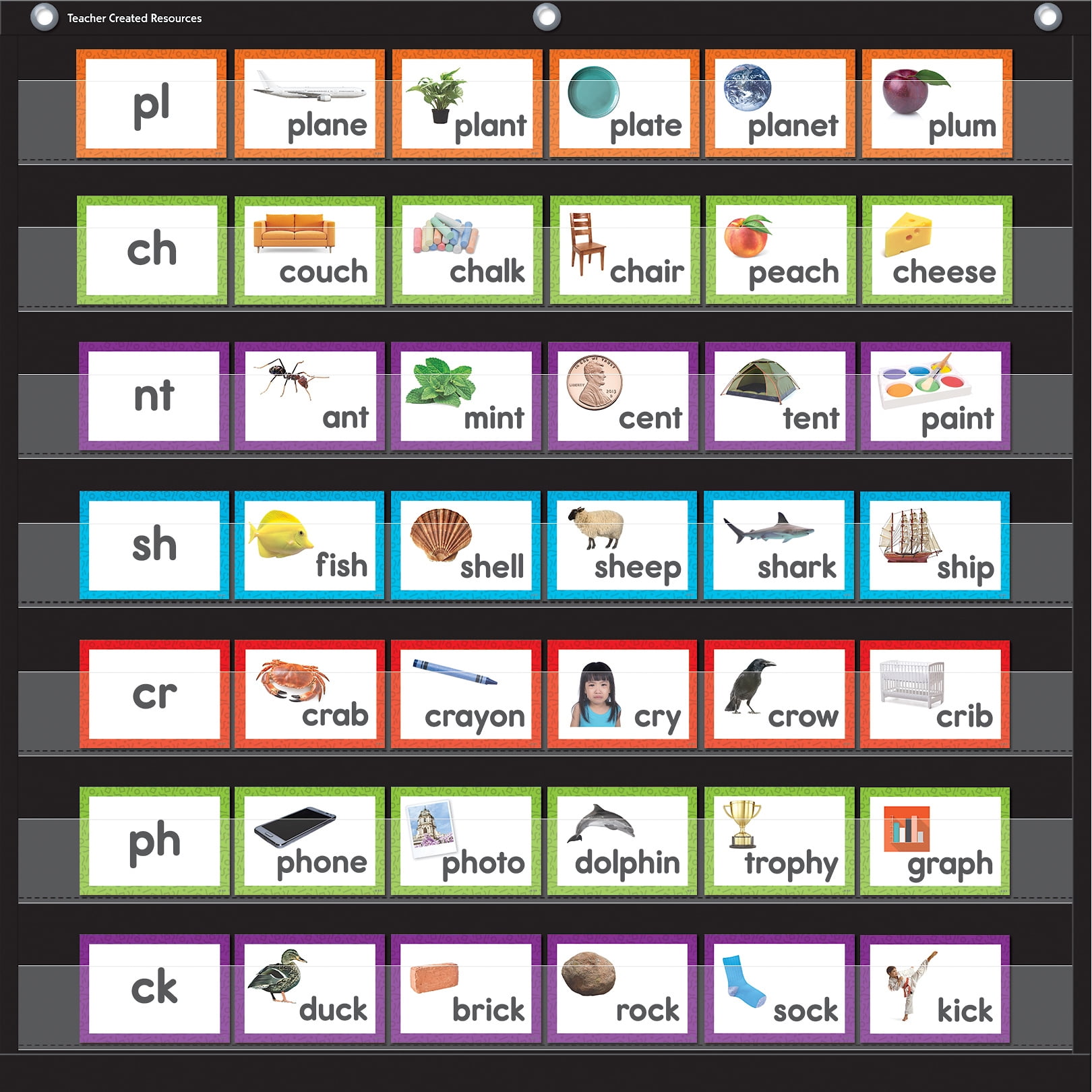 Teacher Created Resources Consonant Blends & Digraphs Pocket Chart Cards, 2 Sets