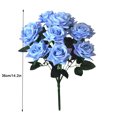 thumbnail image 3 of Toystoory Un ramo 12 cabezas rosa artificial simulación de seda flores falsas decoración de la boda con flores decoración del hogar Flores artificiales Azul Toystoory HA7116-03B, 3 of 6