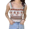 thumbnail image 1 of Vintage Embroidery Flower Hollow Out Top for Women Short Sleeve Blouses Square Neck T, 1 of 4