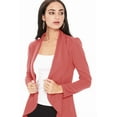 thumbnail image 4 of Women's Elegant Solid Stretch Open Front Long Sleeve Blazer Jacket, 4 of 5