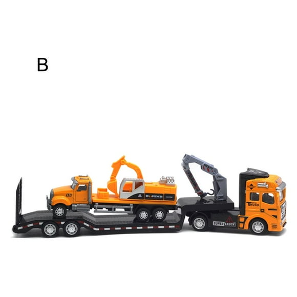 Pull-back Design Construction Trailer Model Moving Joints Detachable Head Construction Trailer Vehicle Model for Kids
