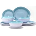 thumbnail image 2 of ne 12- Melamine Dinnerware Set, Unbreakable Lightweight Modern Plates & Bowls, Ceramic Look, Dish Set for 4, Dishwasher Safe for Camping RV Picnic  Kitchen (Blue), 2 of 6
